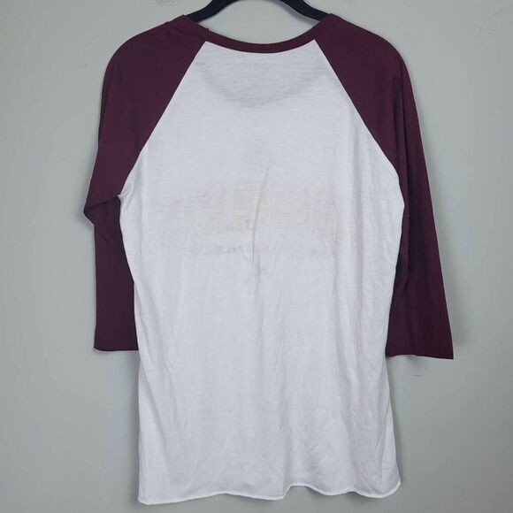 Harry Potter Womens Hogwarts School Tee Large White Maroon Wizard Semi Sheer - Picture 2 of 6